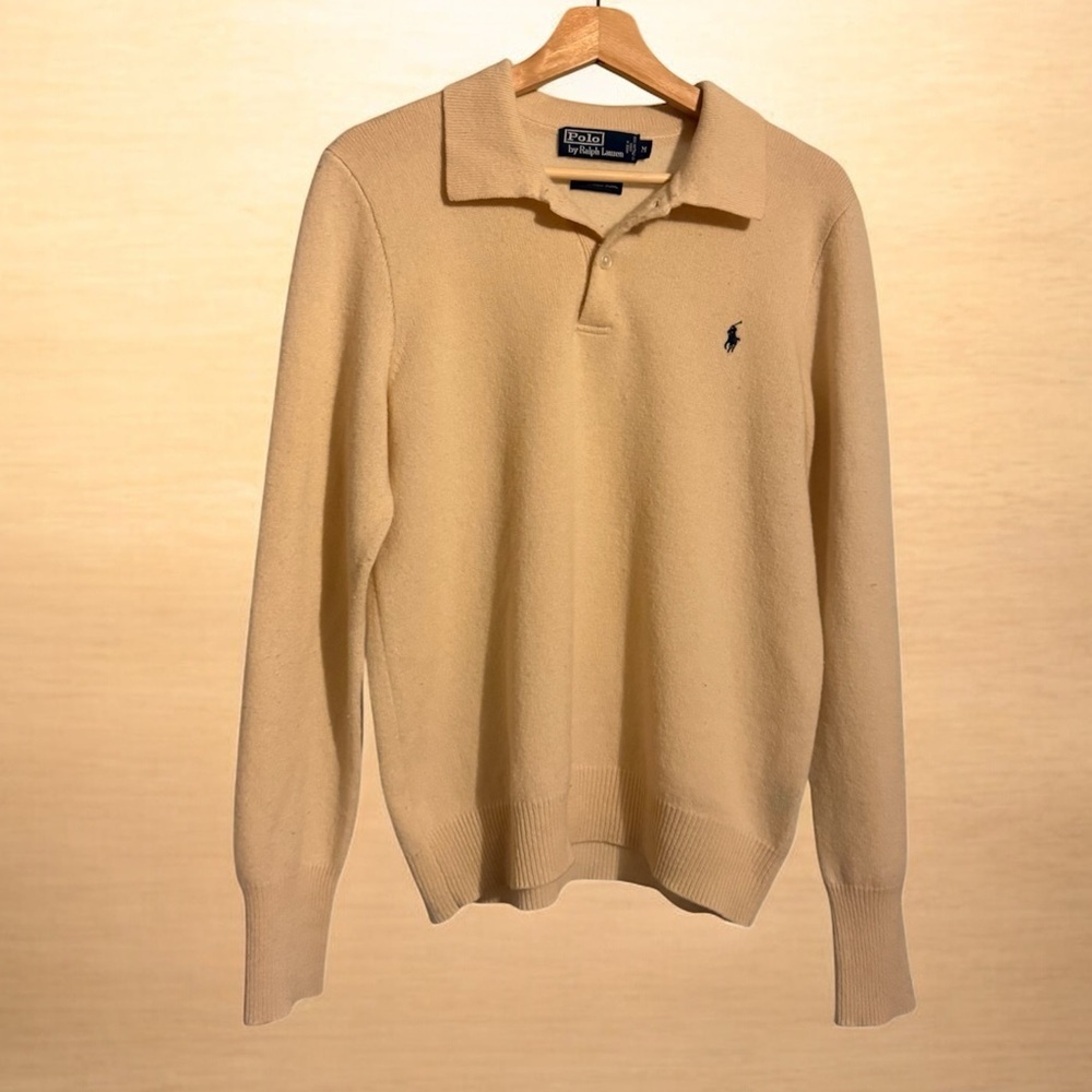 Polo Ralph Lauren long-sleeve knit polo shirt lambswool size M